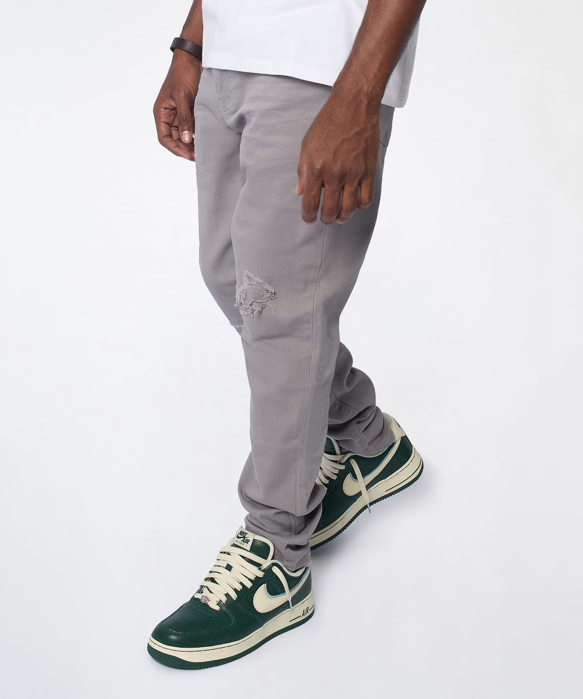 Reason Clothing Premium Essential Distressed Skinny Jean - Grey