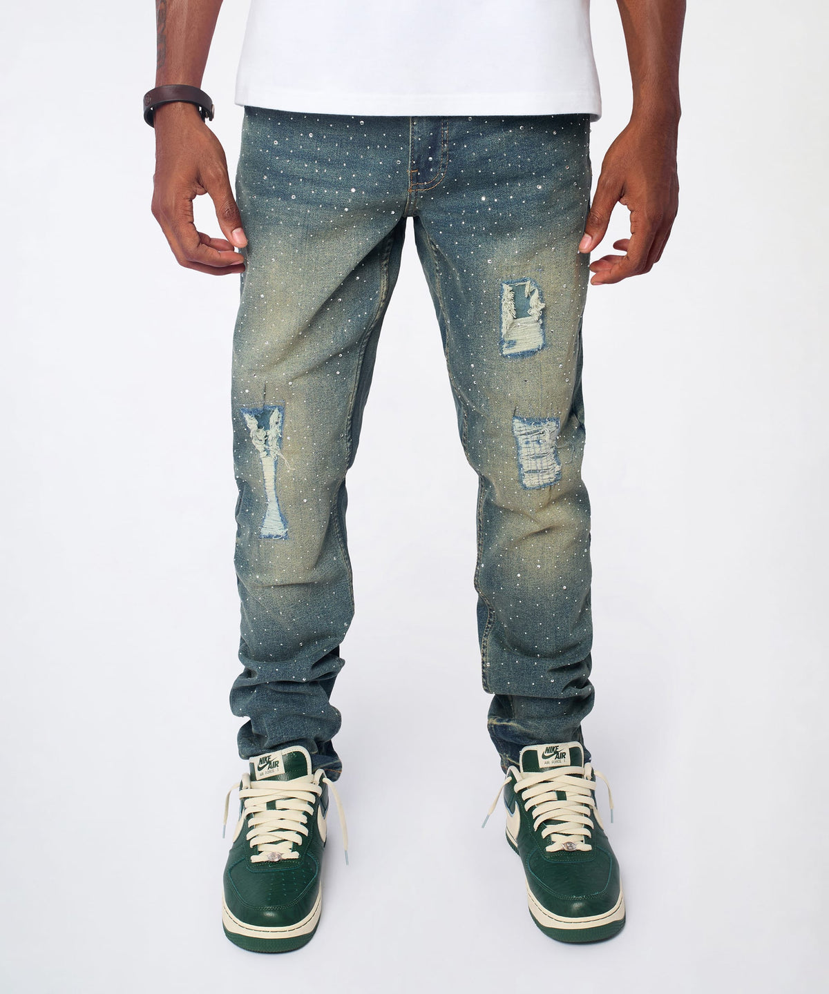 Reason Clothing Everyday Grinder Distressed Skinny Jeans - Light Indigo