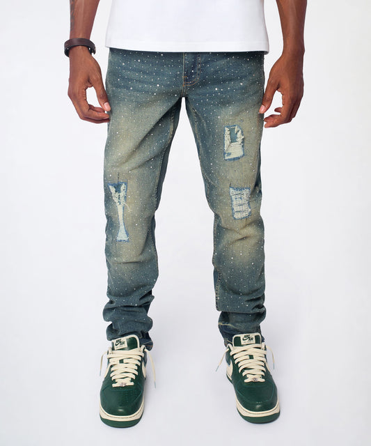 Reason Clothing Everyday Grinder Distressed Skinny Jeans - Light Indigo