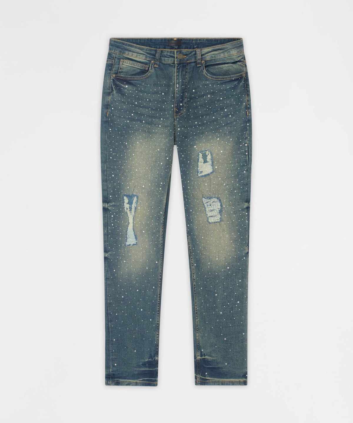 Reason Clothing Everyday Grinder Distressed Skinny Jeans - Light Indigo