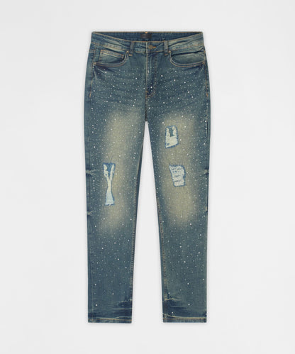 Reason Clothing Everyday Grinder Distressed Skinny Jeans - Light Indigo