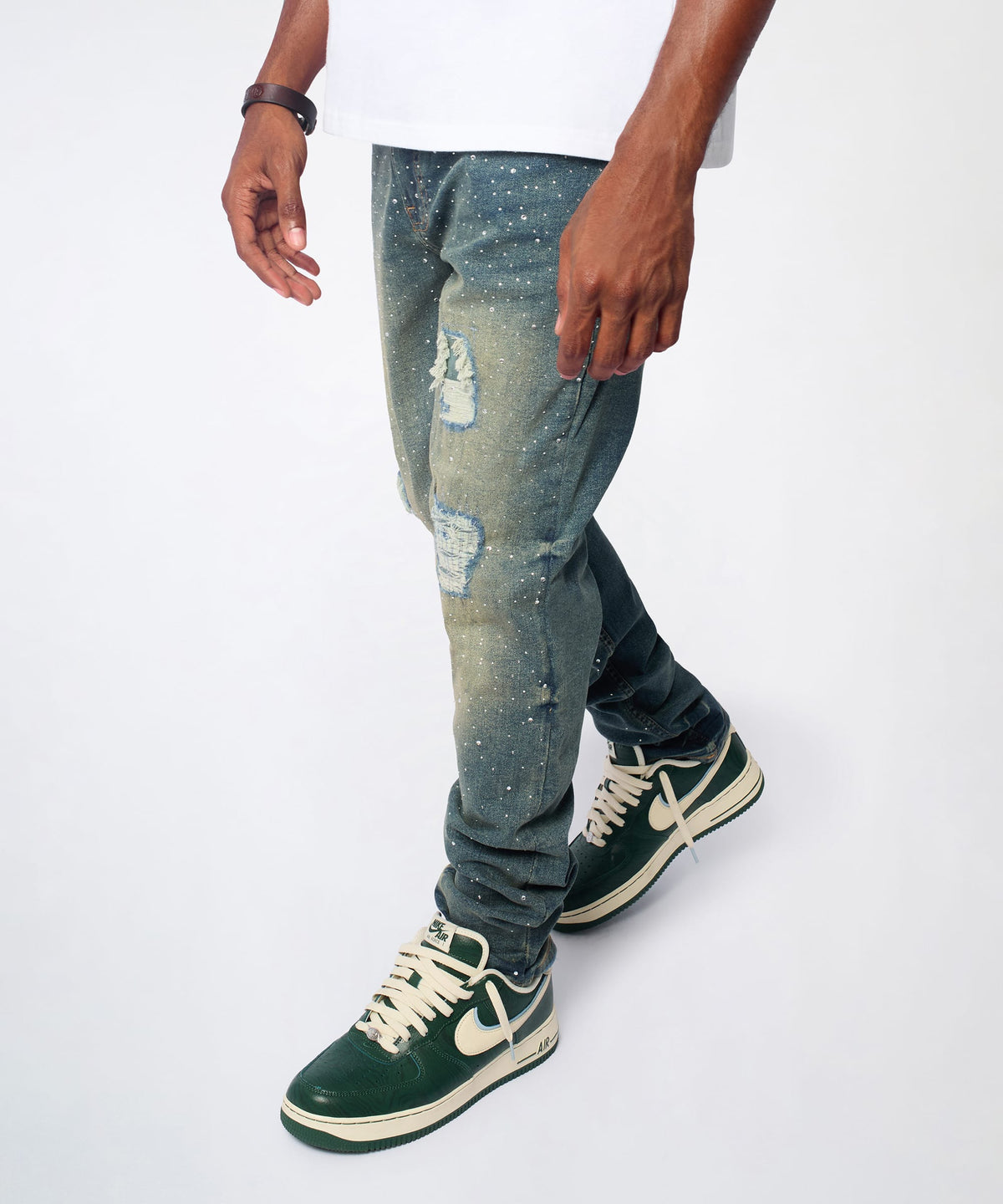 Reason Clothing Everyday Grinder Distressed Skinny Jeans - Light Indigo