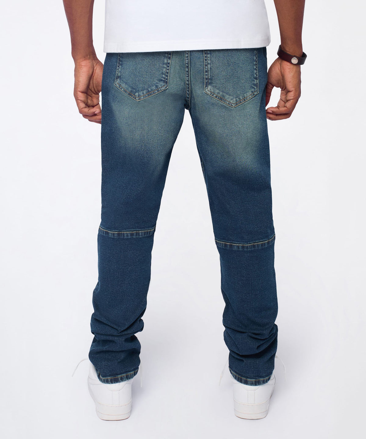 Reason Clothing Essential Moto Distressed Skinny Jeans - Blue