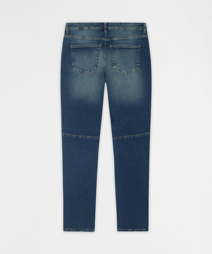 Reason Clothing Essential Moto Distressed Skinny Jeans - Blue