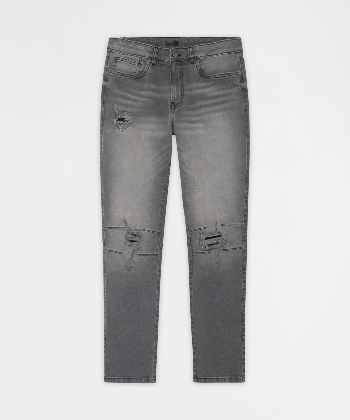 Reason Clothing Quality Shadow Skinny Ripped Jeans - Grey