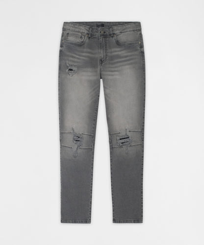 Reason Clothing Quality Shadow Skinny Ripped Jeans - Grey