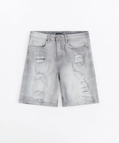 Reason Clothing Exclusive RIP And Repair Shorts - Grey