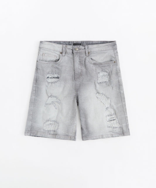 Reason Clothing Exclusive RIP And Repair Shorts - Grey