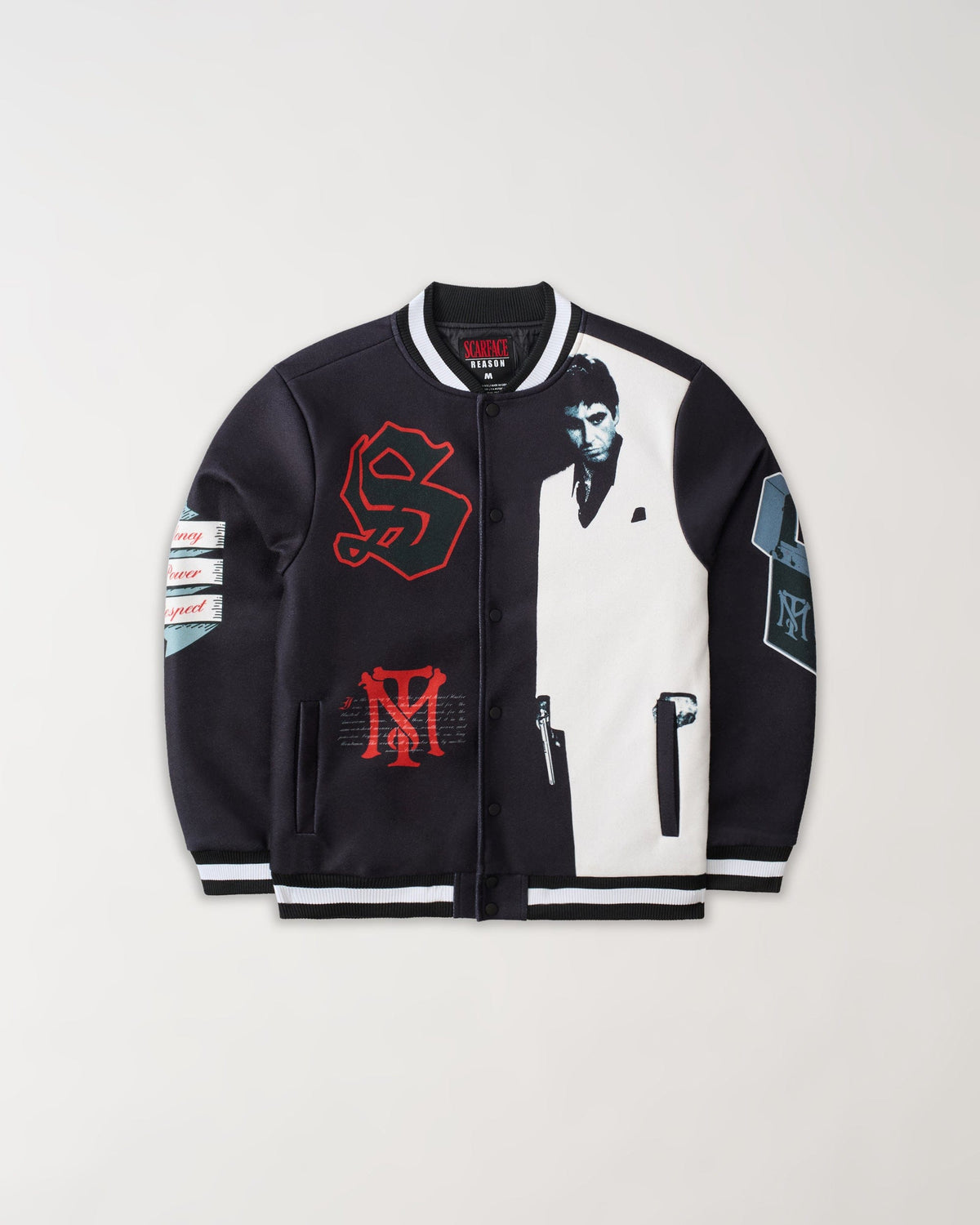 Reason Clothing Exclusive Scarface Graphic Varsity Jacket - Black
