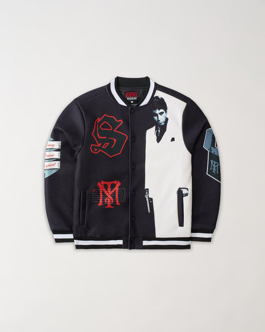 Reason Clothing Exclusive Scarface Graphic Varsity Jacket - Black