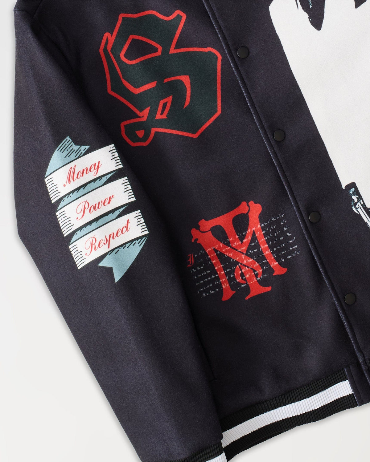 Reason Clothing Exclusive Scarface Graphic Varsity Jacket - Black
