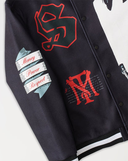 Reason Clothing Exclusive Scarface Graphic Varsity Jacket - Black