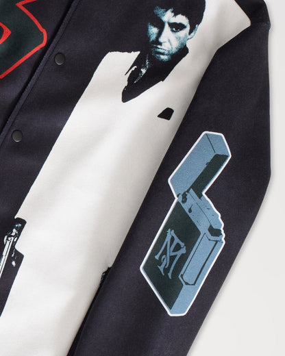 Reason Clothing Exclusive Scarface Graphic Varsity Jacket - Black