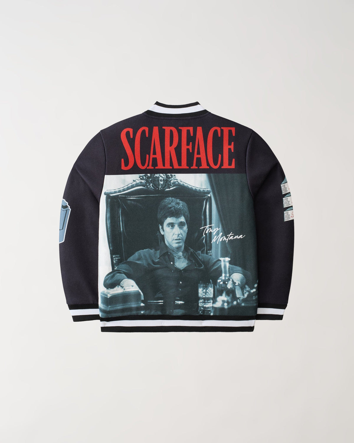Reason Clothing Exclusive Scarface Graphic Varsity Jacket - Black