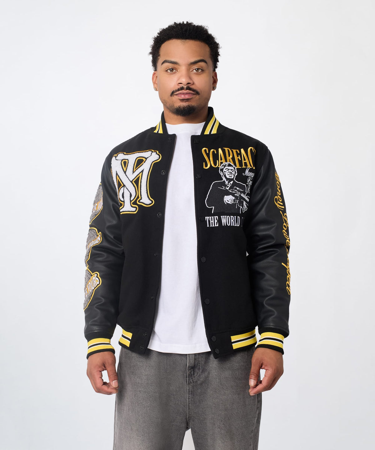Reason Clothing Deals Scarface PU Varsity Jacket