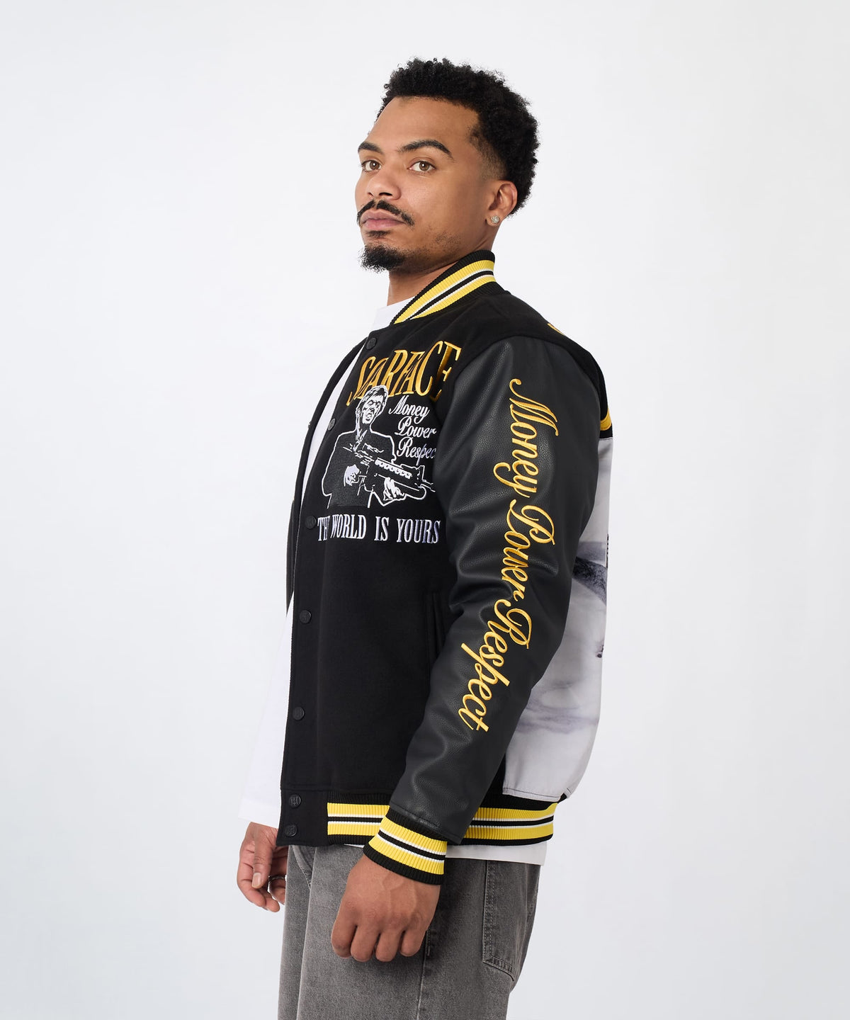 Reason Clothing Deals Scarface PU Varsity Jacket