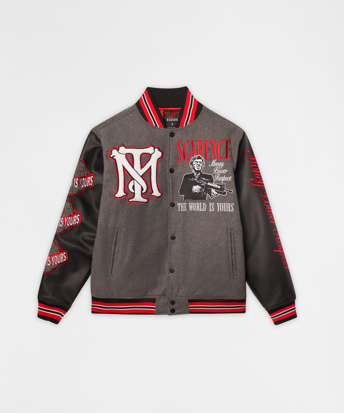 Reason Clothing Smart Buy Scarface PU Varsity Jacket