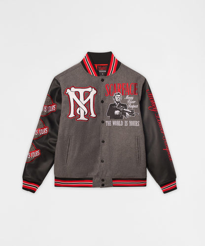 Reason Clothing Smart Buy Scarface PU Varsity Jacket
