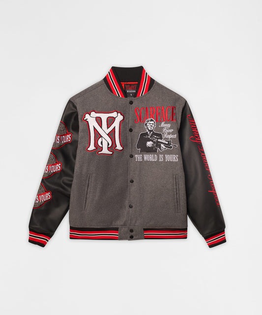 Reason Clothing Smart Buy Scarface PU Varsity Jacket
