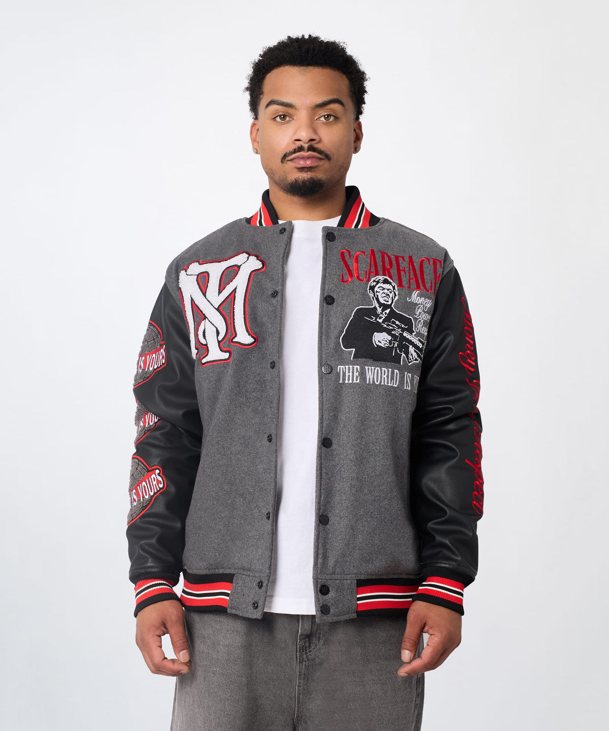 Reason Clothing Smart Buy Scarface PU Varsity Jacket