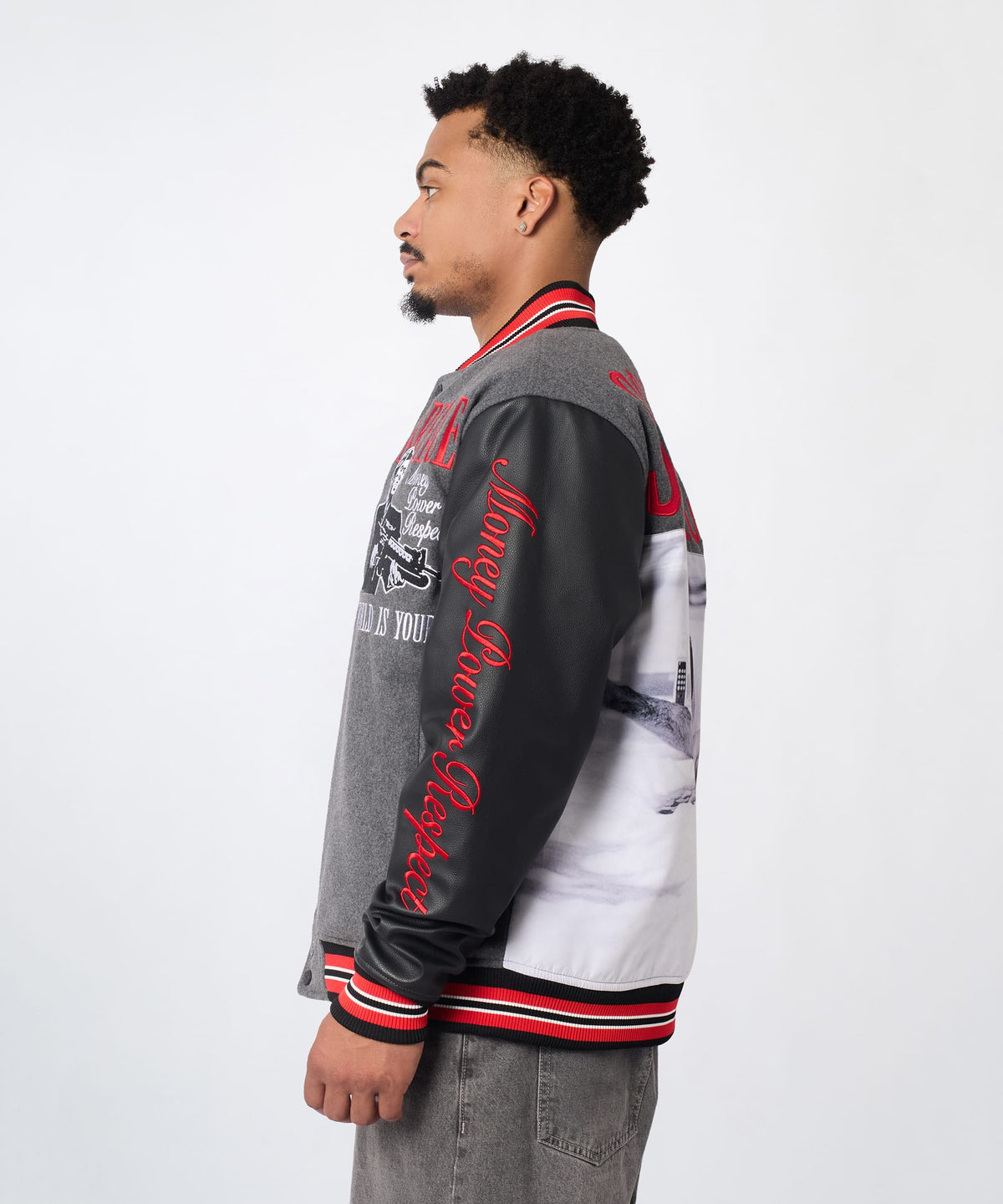 Reason Clothing Smart Buy Scarface PU Varsity Jacket