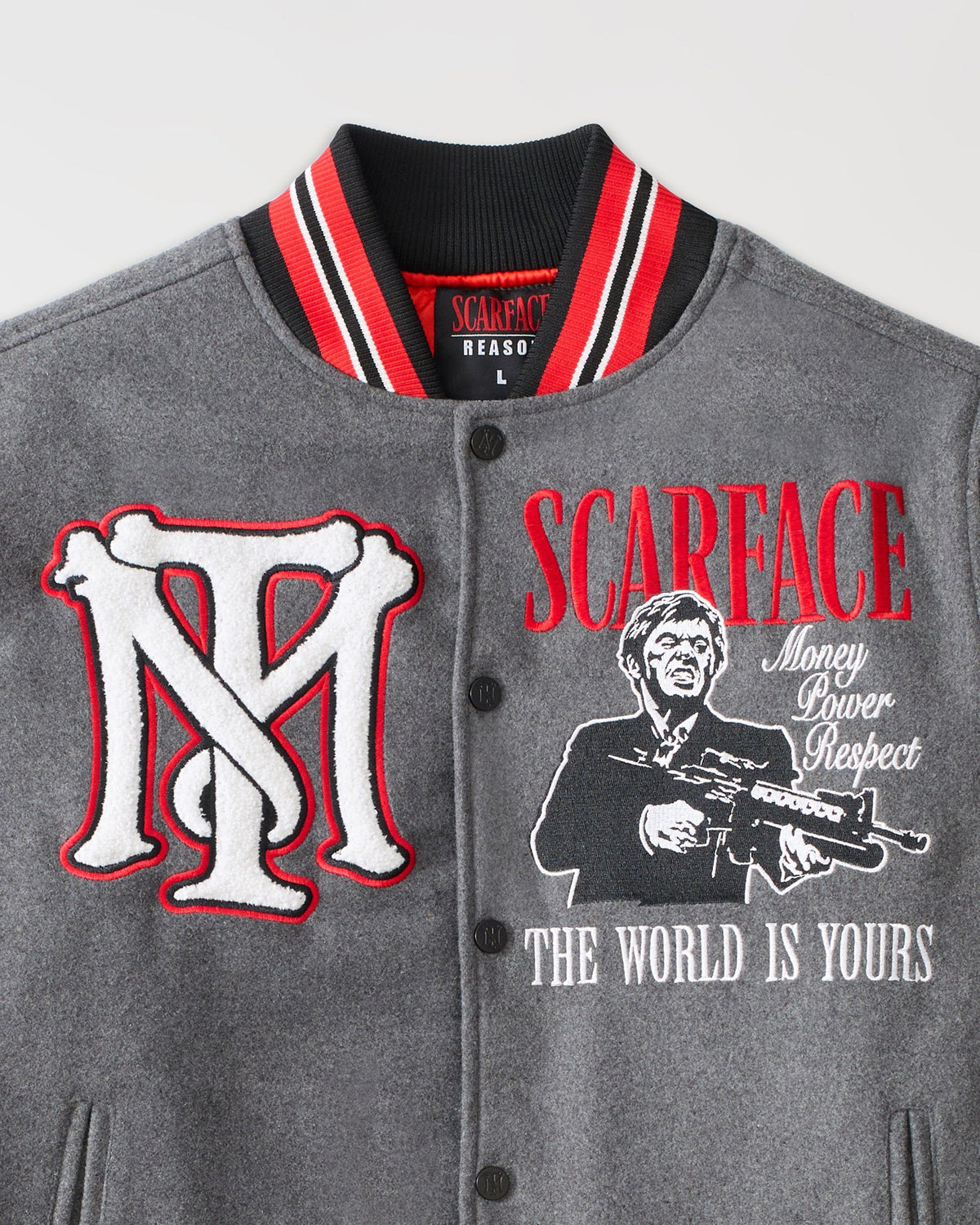 Reason Clothing Smart Buy Scarface PU Varsity Jacket