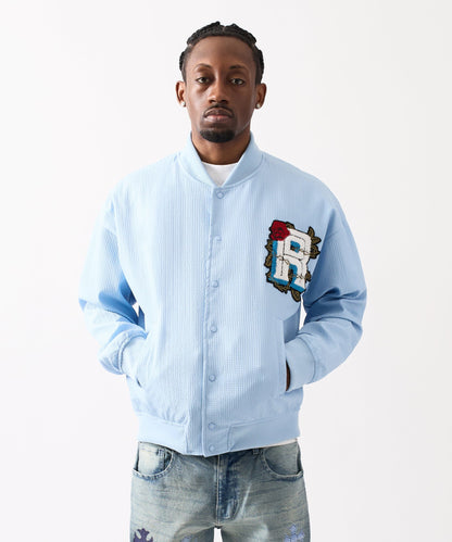 Reason Clothing Quality Coaches Chenille Jacket - Light Blue