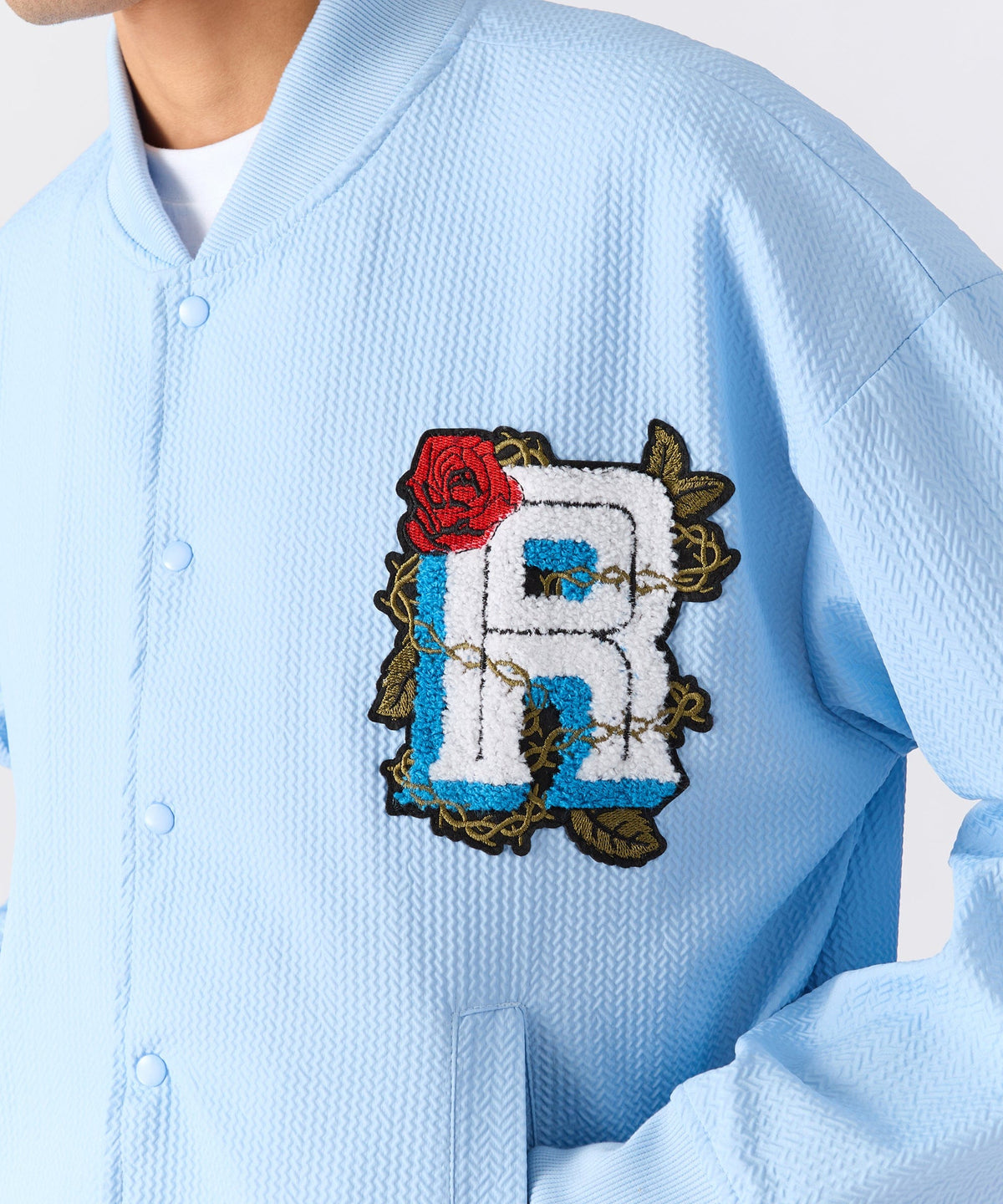 Reason Clothing Quality Coaches Chenille Jacket - Light Blue