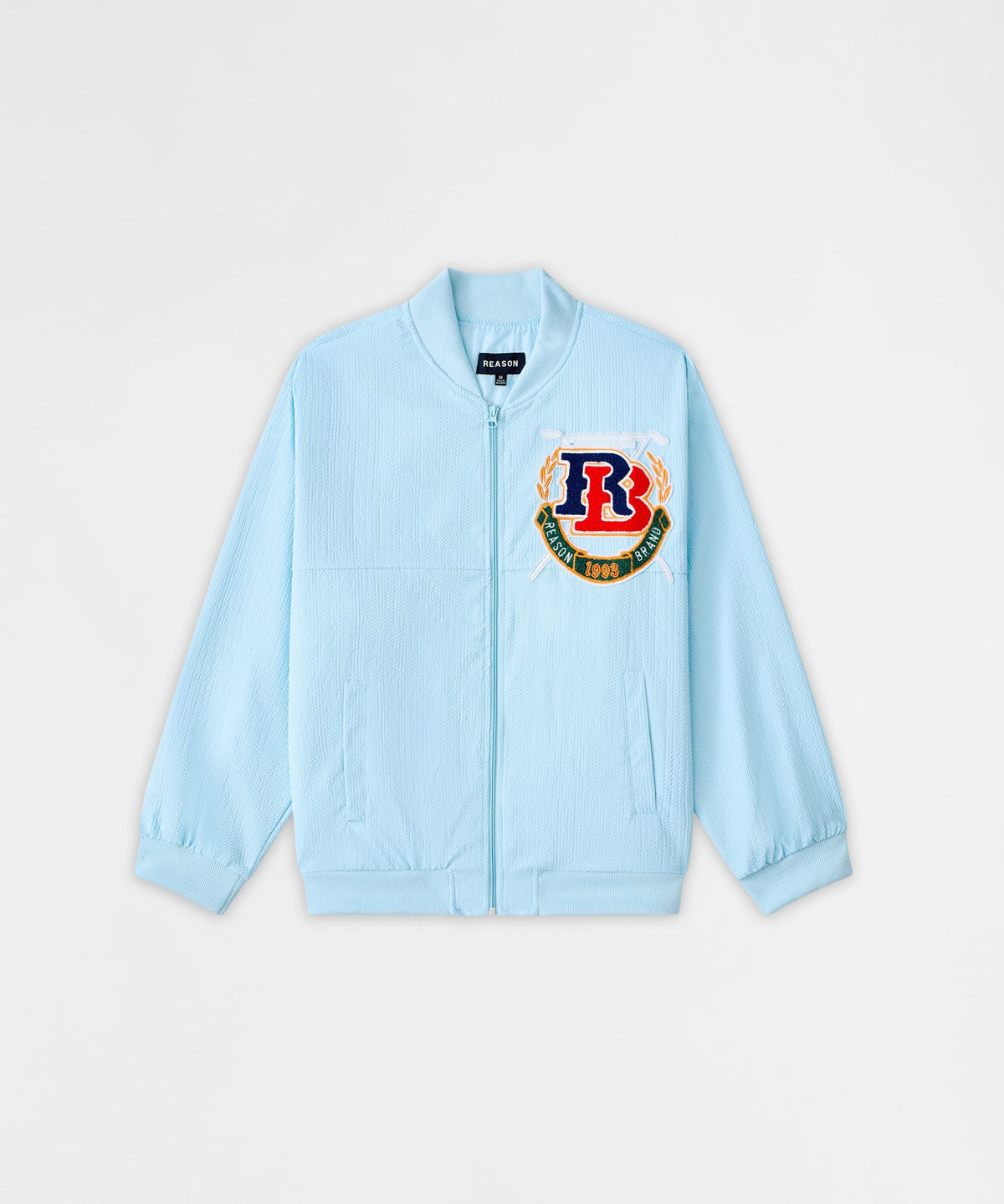 Reason Clothing Popular Coaches Chenille Jacket - Light Blue