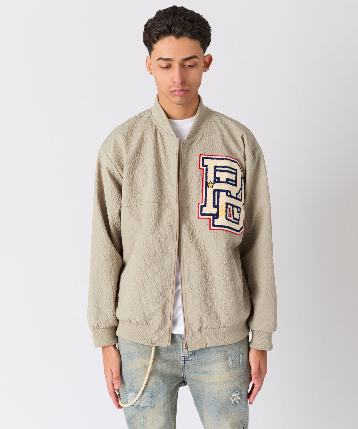 Reason Clothing Sale Coaches Chenille Jacket - Light Green