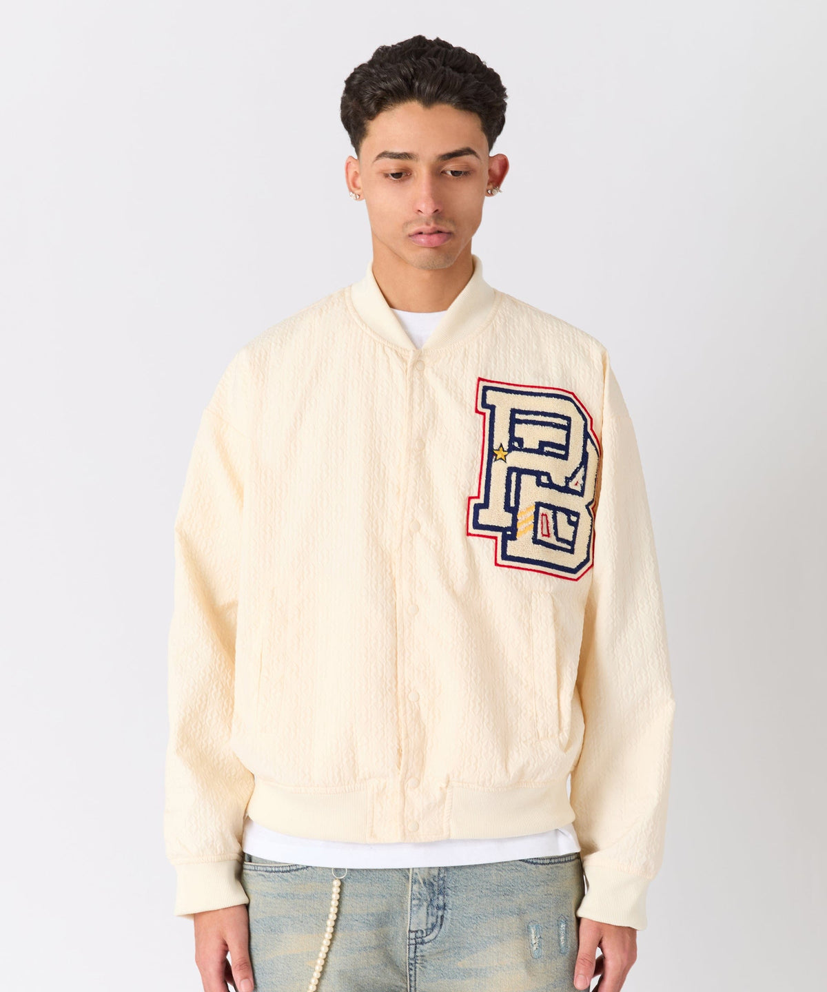 Reason Clothing Best Seller Coaches Chenille Jacket - White