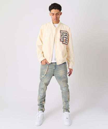 Reason Clothing Best Seller Coaches Chenille Jacket - White