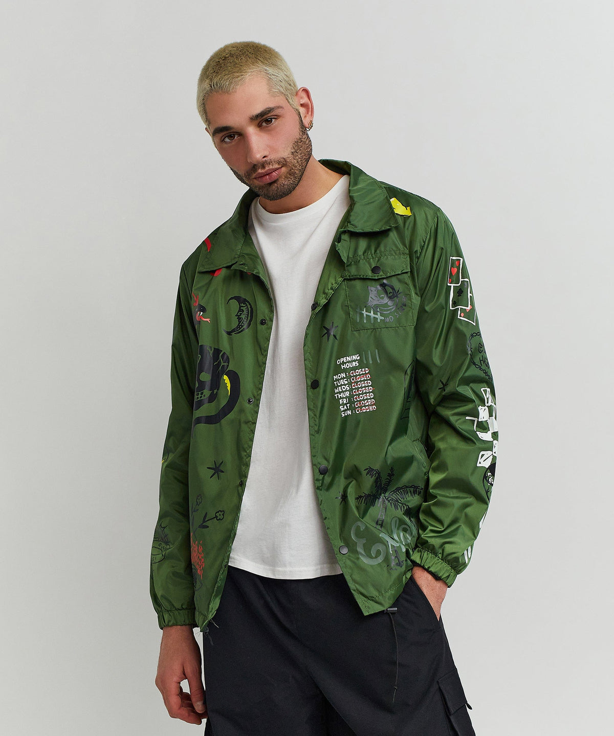 Reason Clothing Discount Gritty Coaches Jacket - Olive Greeen