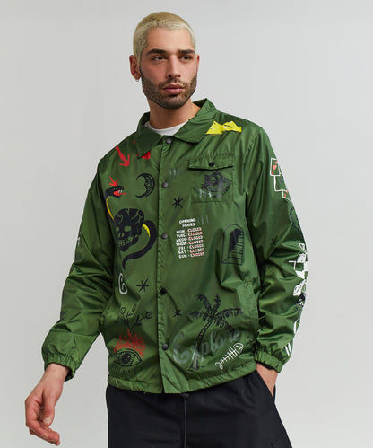 Reason Clothing Discount Gritty Coaches Jacket - Olive Greeen