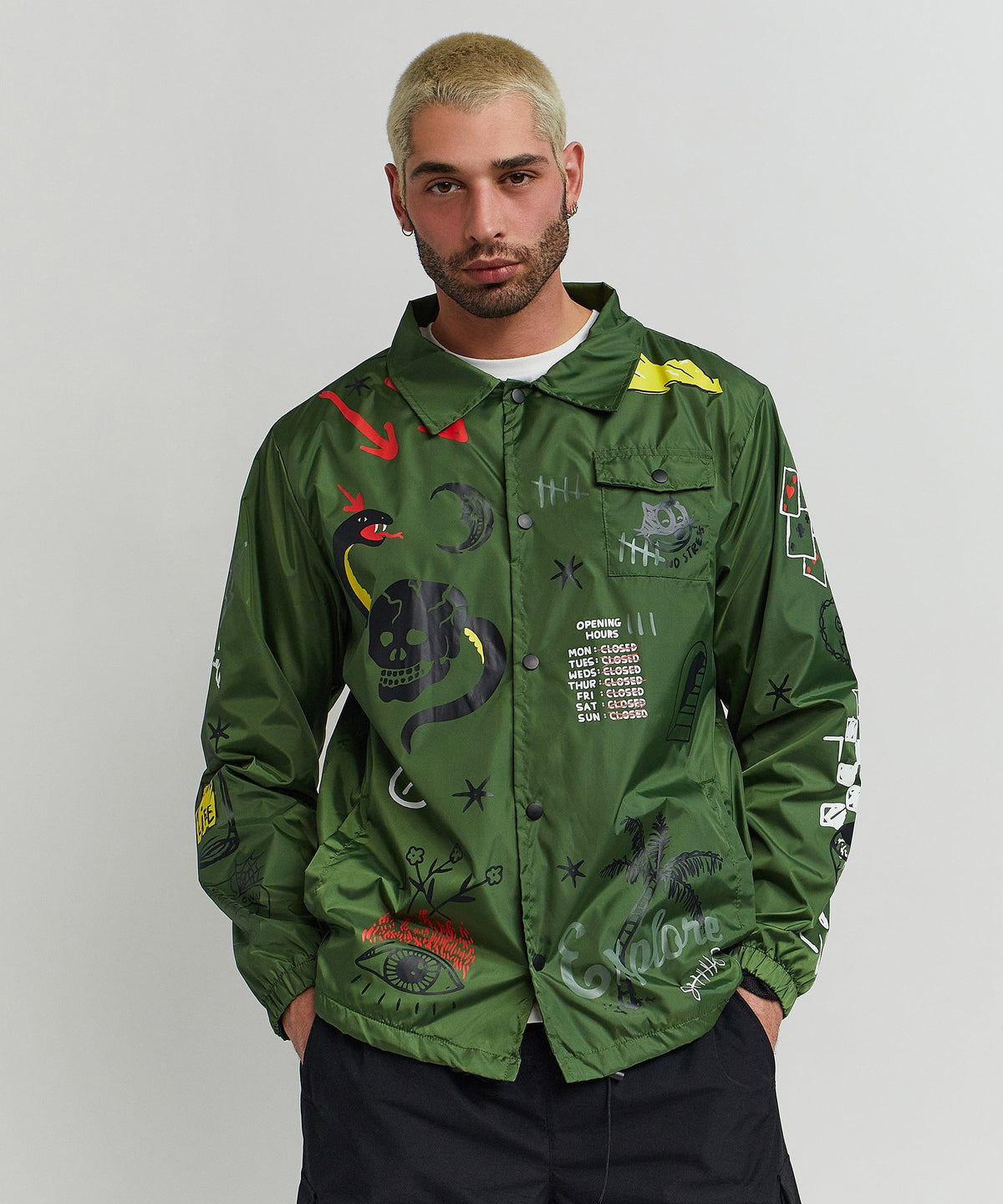 Reason Clothing Discount Gritty Coaches Jacket - Olive Greeen