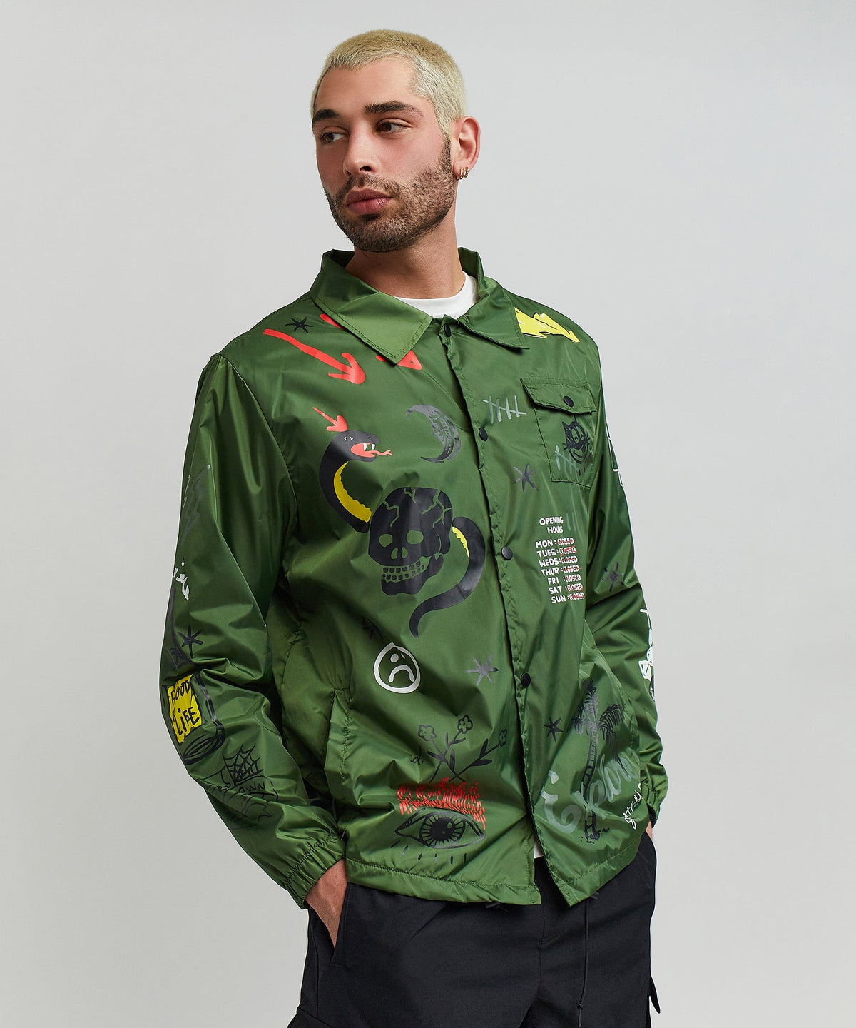 Reason Clothing Discount Gritty Coaches Jacket - Olive Greeen