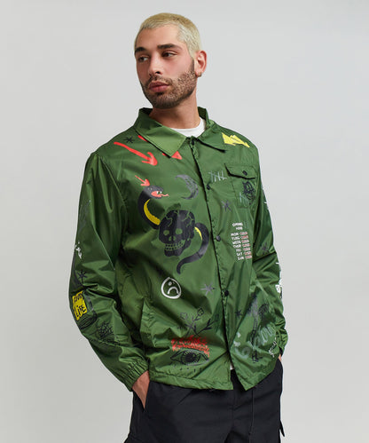 Reason Clothing Discount Gritty Coaches Jacket - Olive Greeen