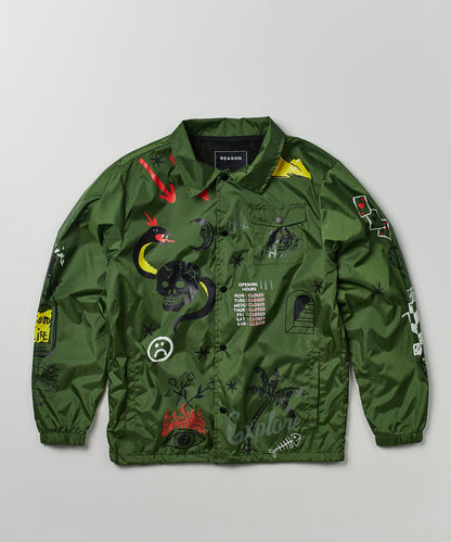 Reason Clothing Discount Gritty Coaches Jacket - Olive Greeen