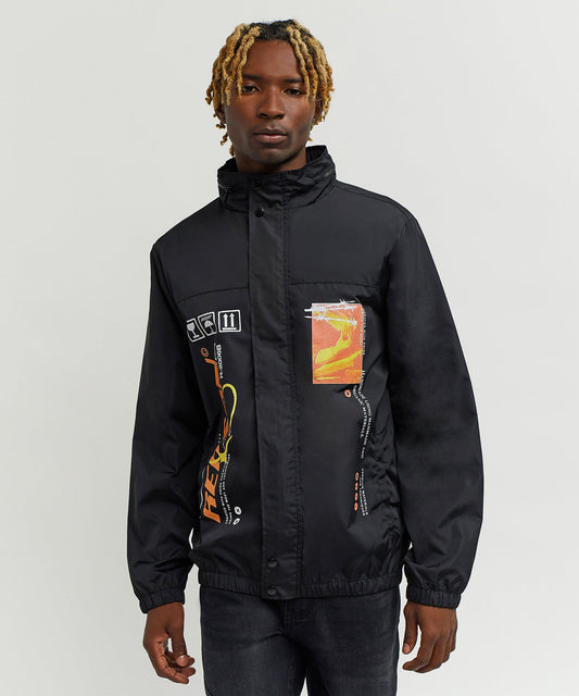 Reason Clothing Sale Flame Nylon Hidden Zip Hood Jacket