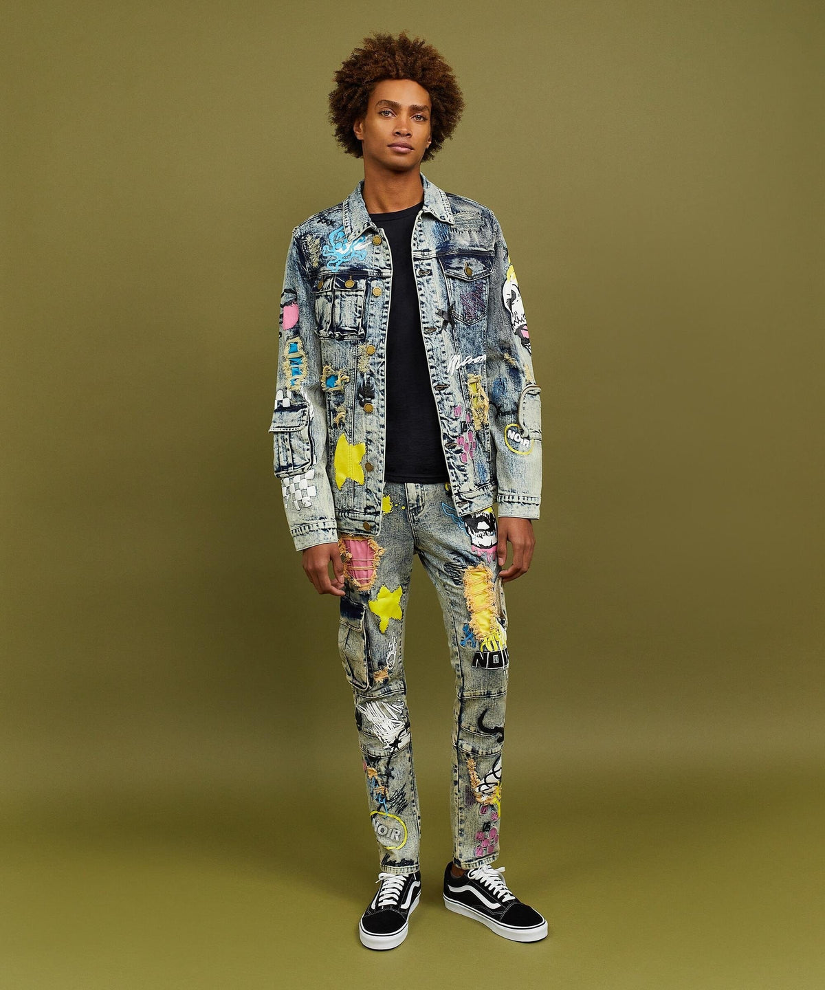 Reason Clothing Discount Skull Multi Patched Embroidery Denim Jacket