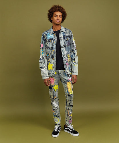 Reason Clothing Discount Skull Multi Patched Embroidery Denim Jacket