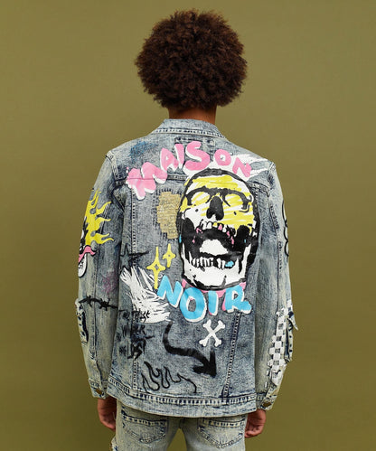 Reason Clothing Discount Skull Multi Patched Embroidery Denim Jacket