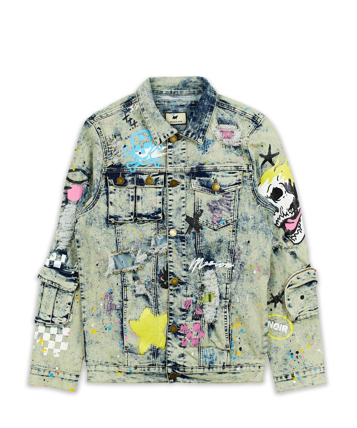 Reason Clothing Discount Skull Multi Patched Embroidery Denim Jacket