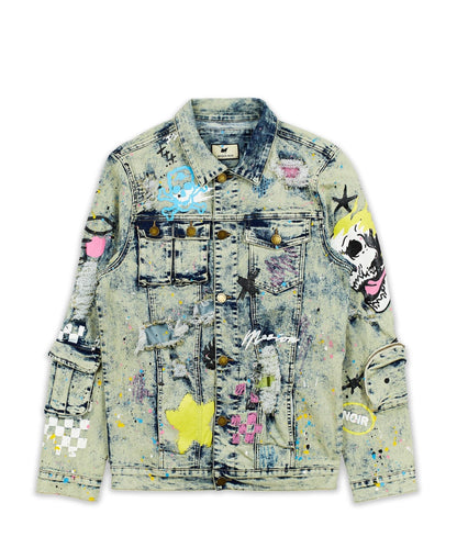 Reason Clothing Discount Skull Multi Patched Embroidery Denim Jacket