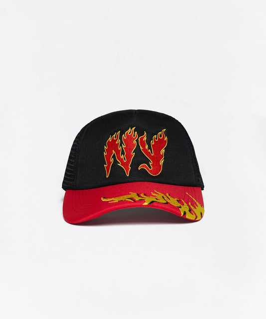 Reason Clothing Discount NY Graphic Trucker Hat - Black/Red