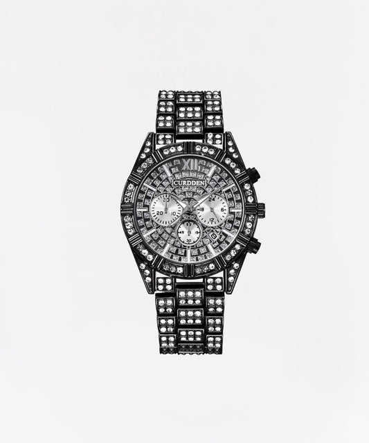 Reason Clothing Popular Santorini Silver Black Diamond Watch