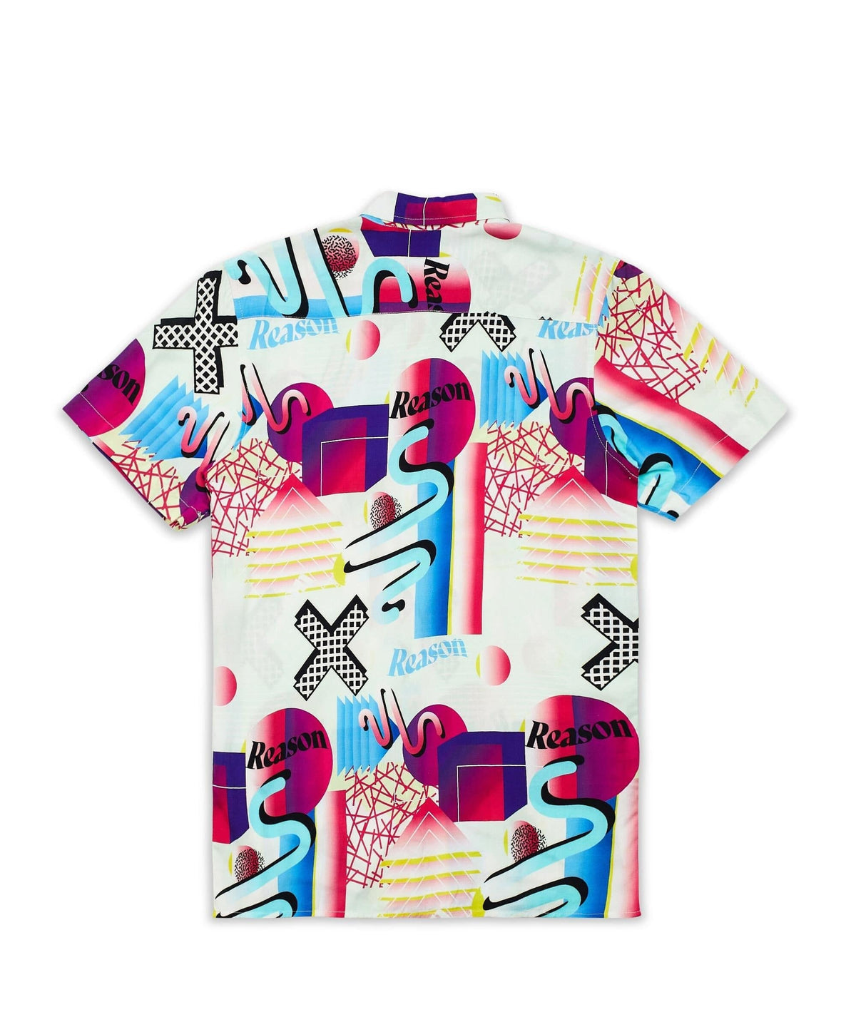Reason Clothing Special Offer Geo Shape Viscose Button-Down Short Sleeve Shirt - Multicolor