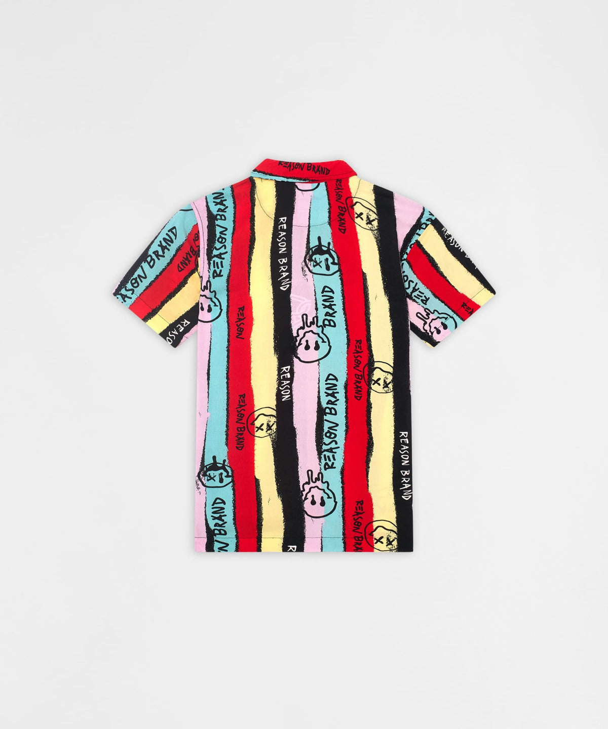 Reason Clothing Premium Graffiti Viscose Button-Down Short Sleeve Shirt - multicolor