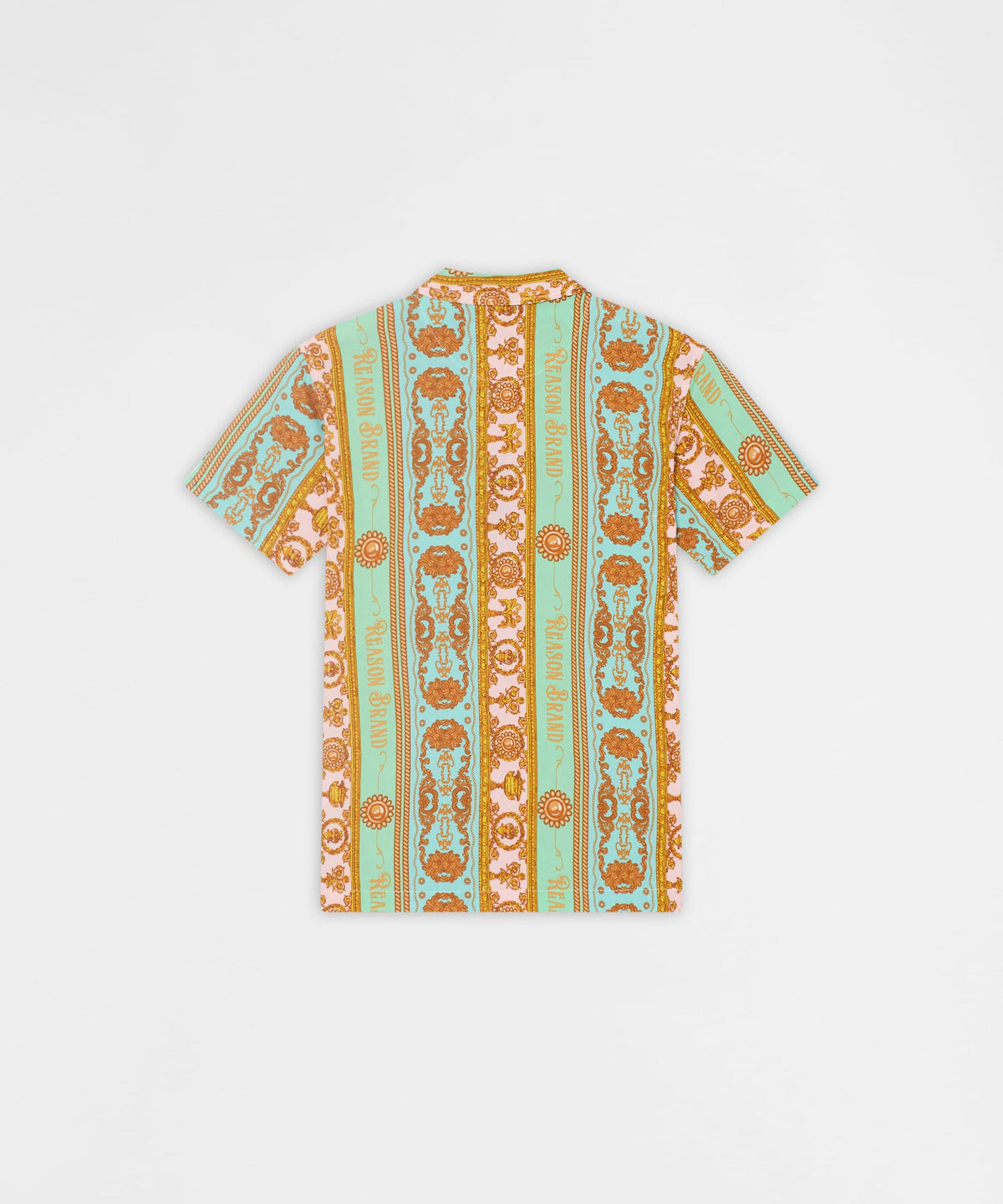 Reason Clothing Signature Baroque Viscose Button-Down Short Sleeve Shirt - Multicolor