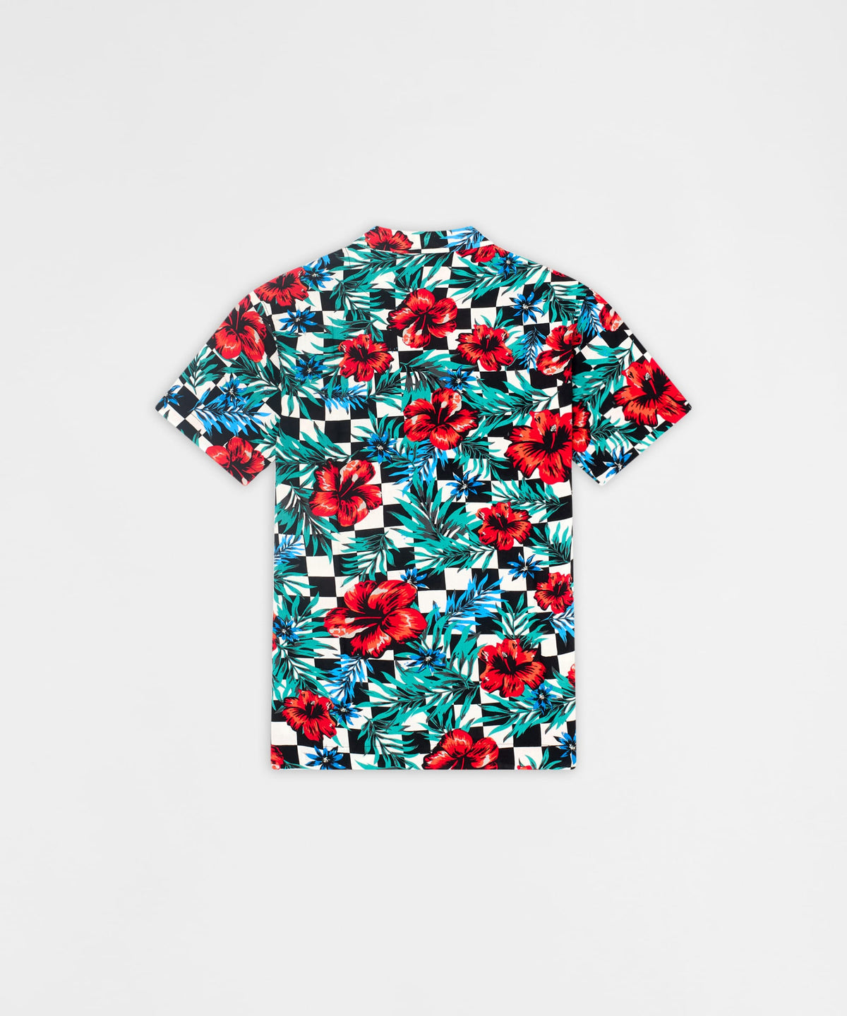 Reason Clothing Top Pick Floral Check Viscose Button-Down Short Sleeve Short